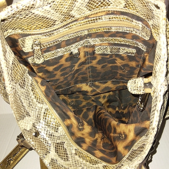 L@@K! BEAUTIFUL Like New B. MAKOWSKY Python embossed Exotic Lrg Leather Satchel - Picture 5 of 16